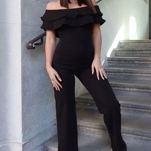 Fashion nova ready to ruffle jumpsuit- black
